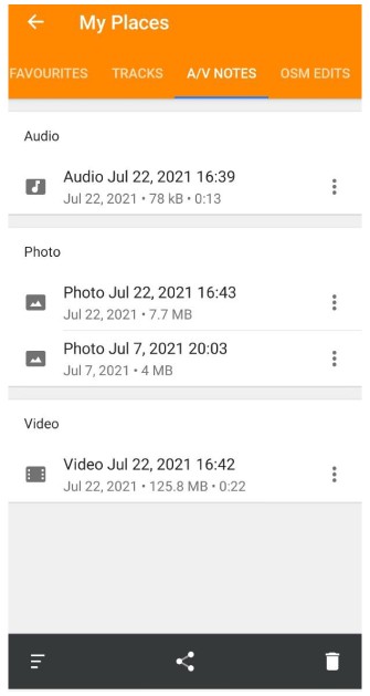 Audio video plugin My places menu Three actions