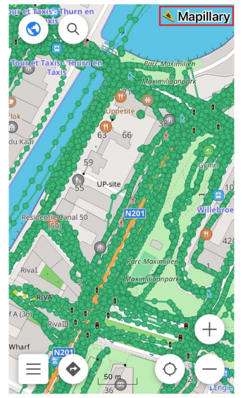 Mapillary plugin Map Context menu iOS