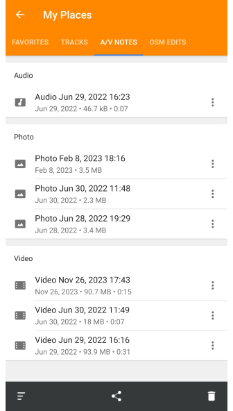 Audio video plugin My places menu Three actions