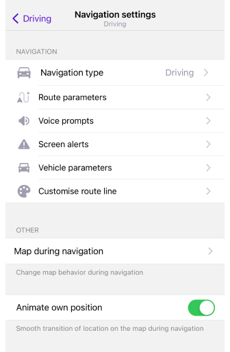 Navigation Settings iOS