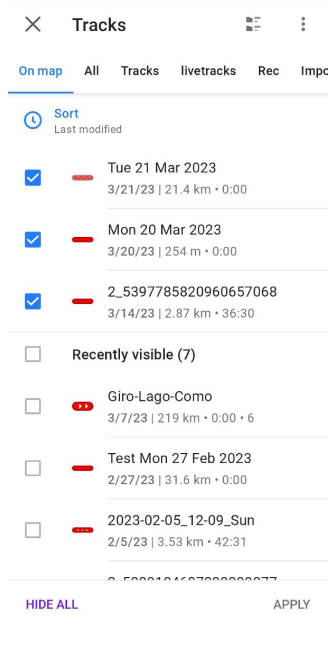 Configure map tracks Android