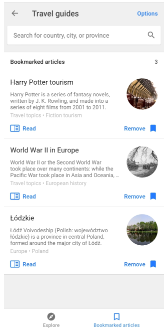 Travel guides main screen 2