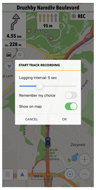 Start trip recording iOS